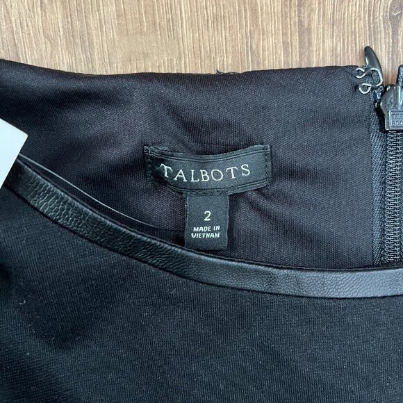 NEW Talbots Tipped Ponte Sheath Dress with Faux Leather Trim Sz 2 - Picture 5 of 13